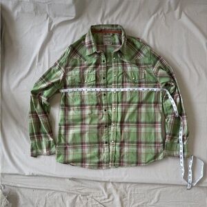 Men’s True Grit Green Plaid Button Up Shirt Snap Front Western Casual long sle